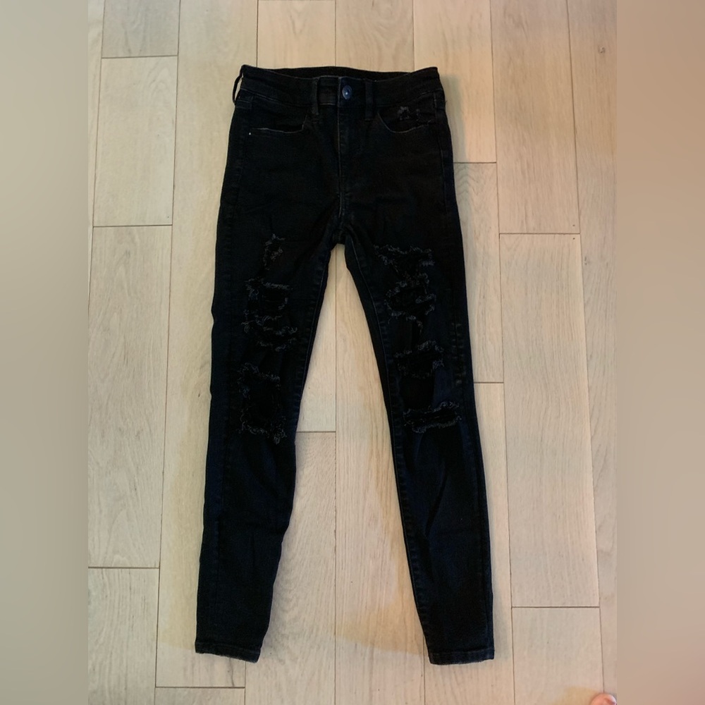 American Eagle black distressed jeans
